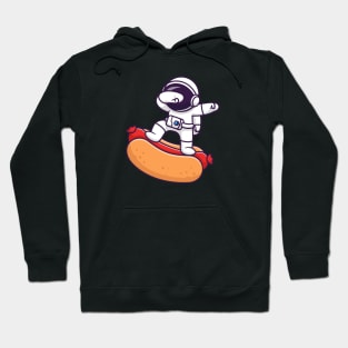 Cute Astronaut Dabbing On Hotdog Cartoon Hoodie